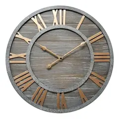 JUST HOME COLLECTION - Reloj de Pared Romano 78cm Gris/Dorado