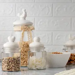 JUST HOME COLLECTION - Frasco De Vidrio 300Ml C/Tp Cer Bco