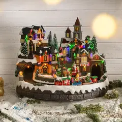 DEAR SANTA - Villa Musical LED sin Batería Navidad 40cm