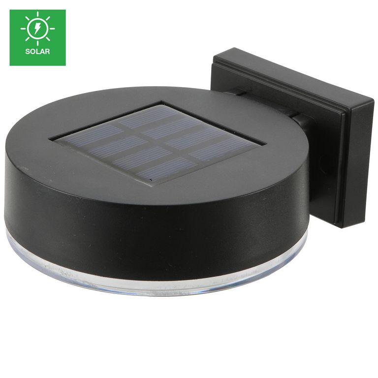 Aplique Solar Led Astor Luz Blanca Negro Luz Fría