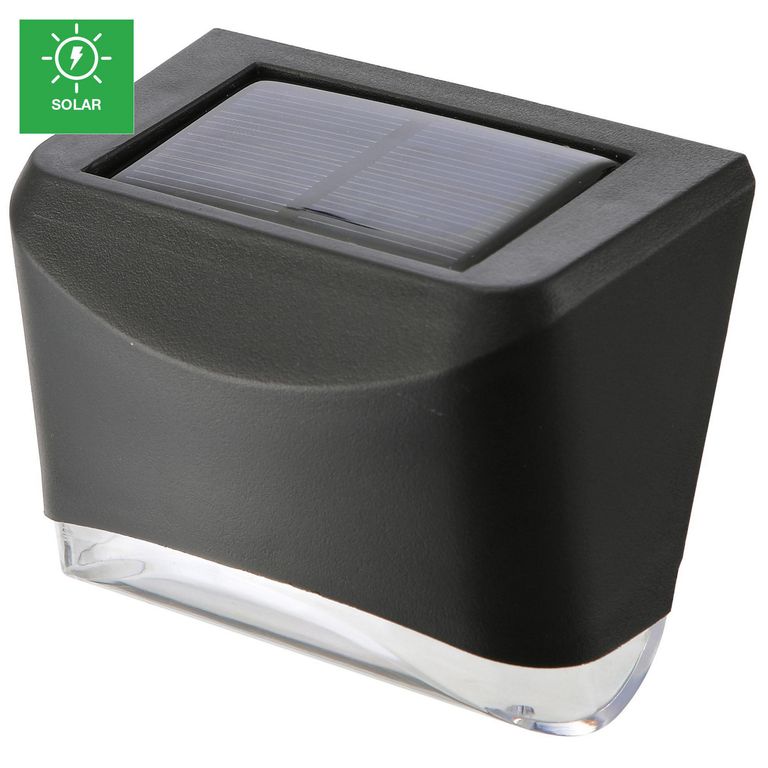 Aplique Guía Solar Led Luz Blanca Negro Luz Fría