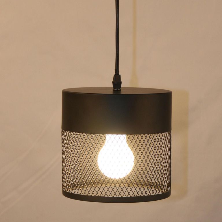 Lámpara Colgante de Techo 1 Luz Retal Negra