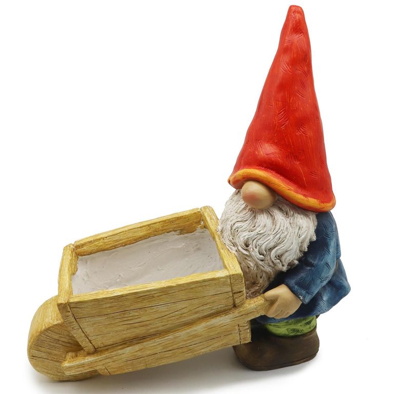 Adorno Duende con Carretilla Poliresina Multi 47x47x18cm