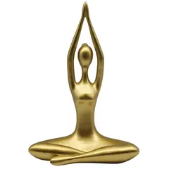 JUST HOME COLLECTION - Figura Yoga Manos Arriba Poliresina Dorado 22.3x33.5x11.3cm