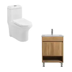 SENSI DACQUA - Mueble de Baño LVM Amaretto 46x60x85cm + WC Inodoro One Piece Praga Blanco