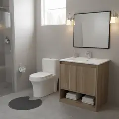 SENSI DACQUA - WC Inodoro One Piece Praga Blanco + Mueble de Baño Amaretto 46.5x62cm