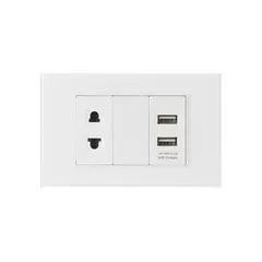 HALUX - Tomacorriente Simple + 2 Tomas USB Polaris Blanco