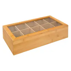 JUST HOME COLLECTION - Caja de Té Bambú 10 Divisiones 36x20x9 cm
