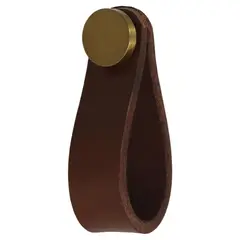 FIXSER - Jalador de Perilla Piel Marrón Botón Oro GL24