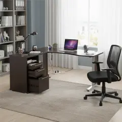 JUST HOME COLLECTION - Escritorio en L Café Melamina Europa