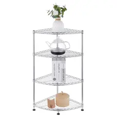 JUST HOME COLLECTION - Estante Esquinero Acero 4 Niveles Cromado 20 kg