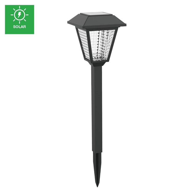 Pack X6 Estaca Solar Plástico Negro Luz Cálida