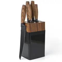 JUST HOME COLLECTION - Set x 6 Piezas Cuchillos + Taco de Madera