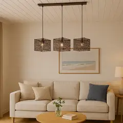 JUST HOME COLLECTION - Lámpara Colgante Cubos Café Ratan 3L E27