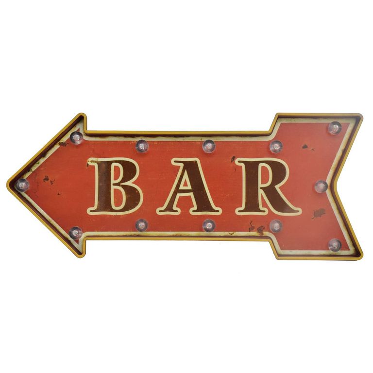 Letrero LED Flecha Bar Rojo