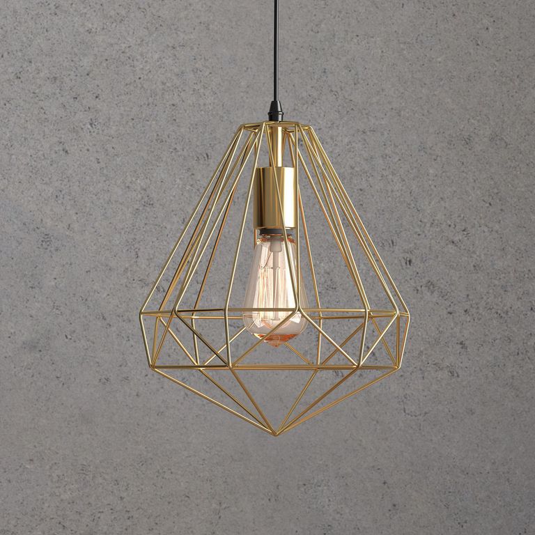 Lámpara Colgante de Techo 1 Luz Geométrica Champagne