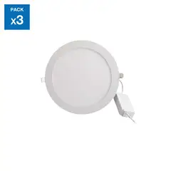 DAIRU - Pack 3 Panel LED Empotrado Circular Luz Cálida 18W
