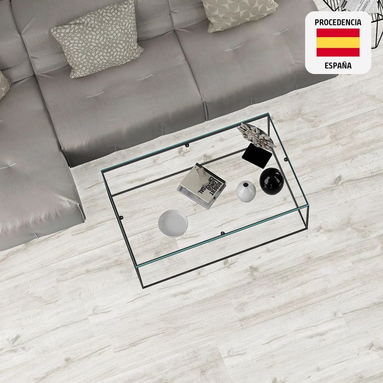 Porcelanato Blanco Maderado 23x120cm 1.68m2