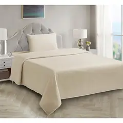 CASA BONITA - Juego de Sábanas Microfibra 1 Plaza Basic Beige