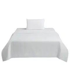 CASA BONITA - Juego de Sábanas Microfibra 1 Plaza Basic Blanco