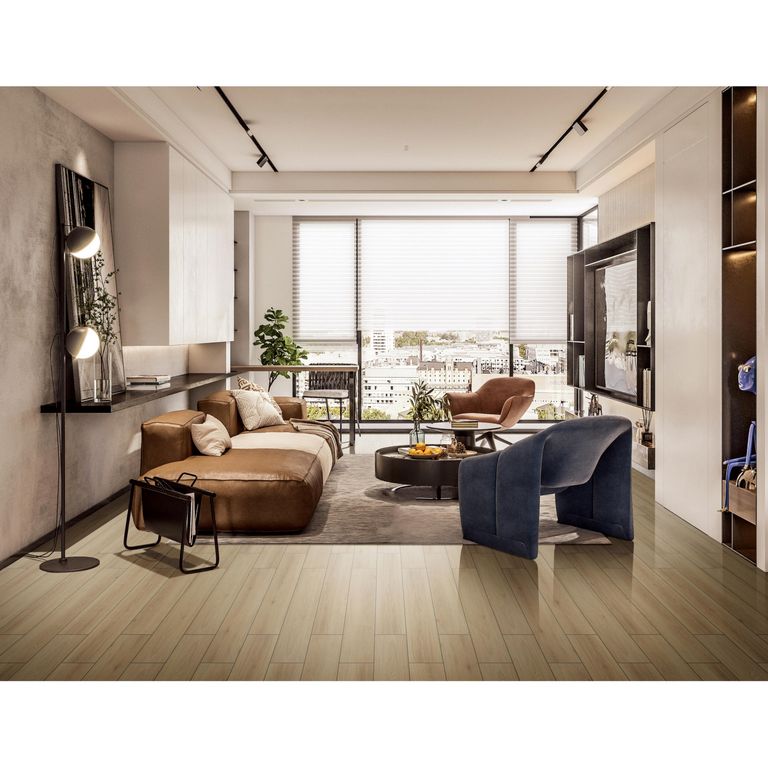 Gres Porcelanico Café Claro Maderado 15X90cm 1.08m2 Air Light Brown