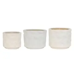 JUST HOME COLLECTION - Macetero Mikonos Blanco 33X26Cm + Macetero Mikonos Blanco 19x18cm + Macetero Mikonos Blanco 26X22Cm