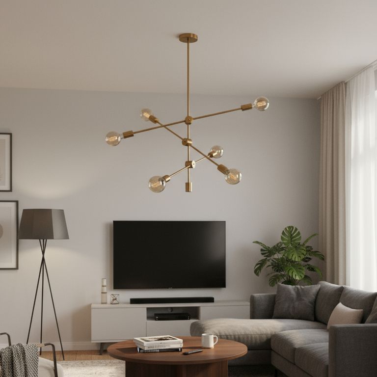 Lámpara Colgante de Techo 6 Luces Ludoviski Dorada