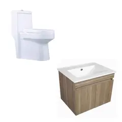 SENSI DACQUA - Mueble de Baño Miel 47x61.5x47cm + WC Inodoro One Piece Berlin Blanco