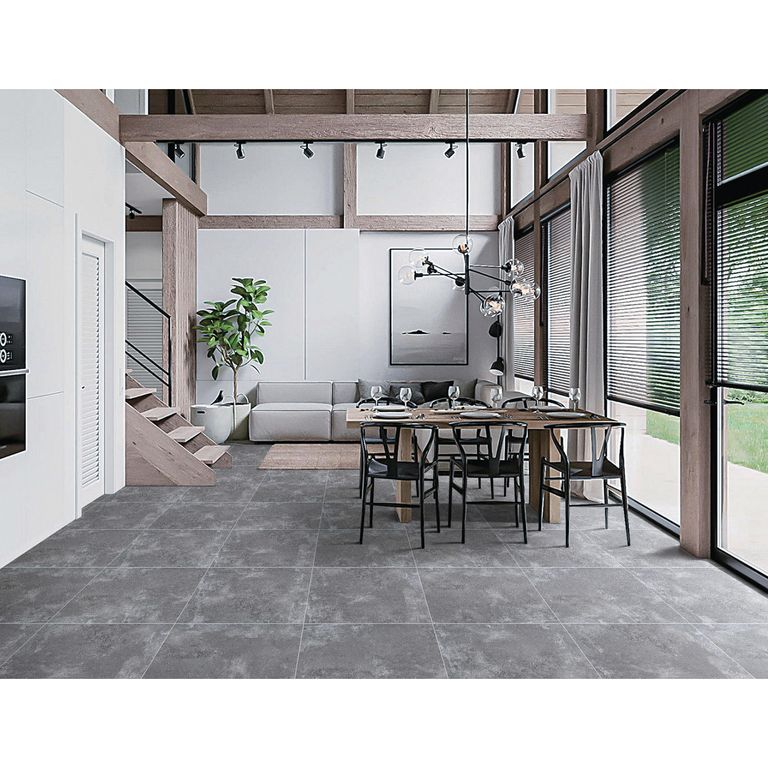 Gres Porcelánico Rústico Gris Oscuro 60x60 1.44 m2