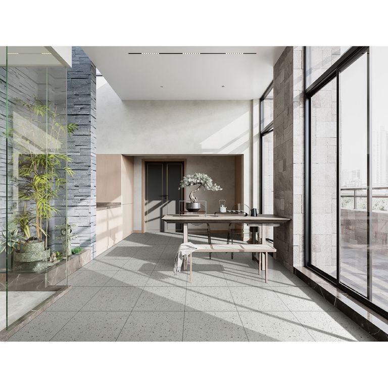 Gres Porcelanico Blanco Negro Rustico 60x60cm 1.44m2