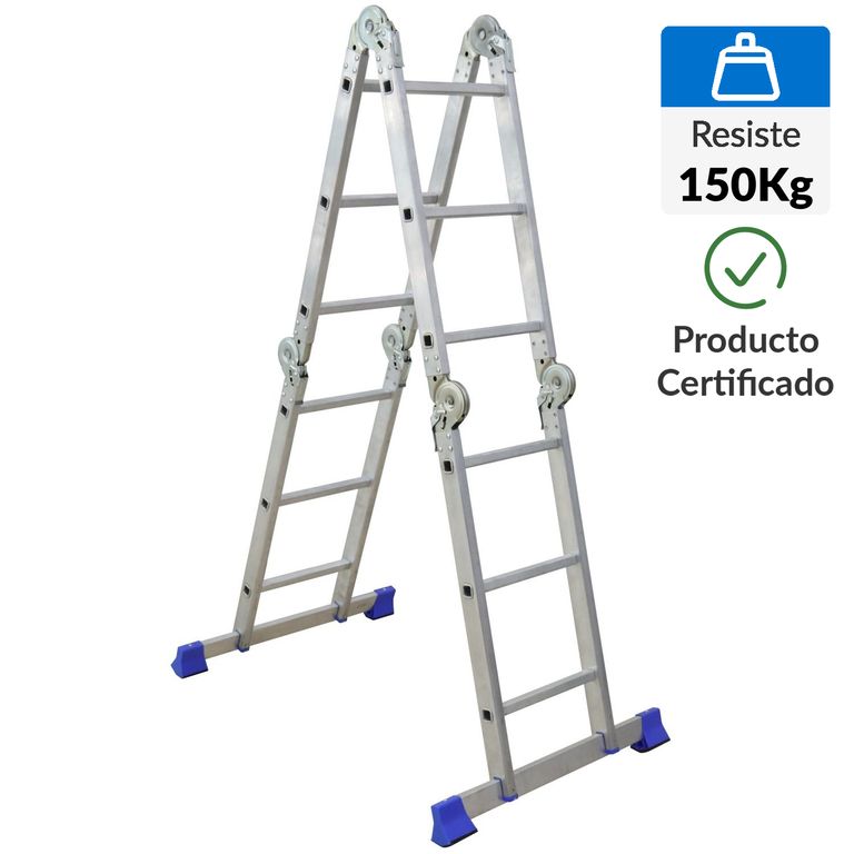 Escalera Articulada de Aluminio 12 Pasos 150Kg