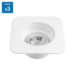 DAIRU - Pack x3 LED Empotrable Cuadrado 5W Luz Cálida Blanco