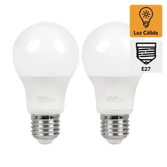 DAIRU - Pack x2 Focos LED A60 E27 7.5W Luz Cálida
