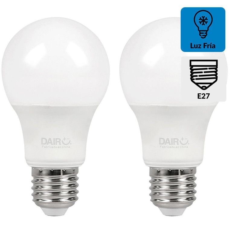 Pack 2 Focos LED A60 E27 10.5W Luz Fría