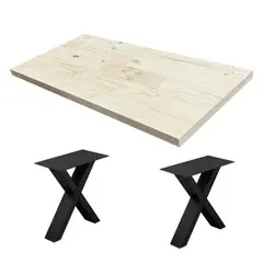 undefined - Kit de 2 Patas para Banqueta Acero 370X200X410mm + Tablero Pino FJ 40x600x1220mm