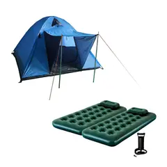 KLIMBER - Carpa Para 4 + 2 Colchones 1 + 2 Almohadas + Inflador