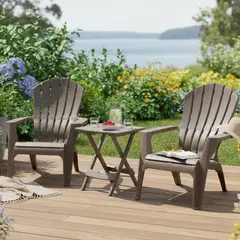 JUST HOME COLLECTION - Mesa de Resina Plegable 44x38x50 cm Taupe + Sillón de Resina Taupe