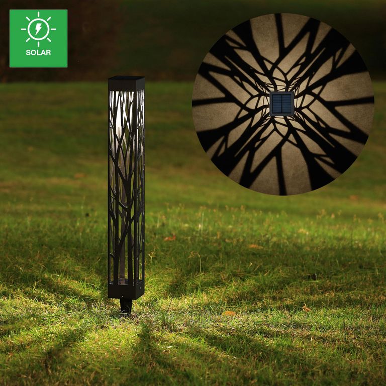 Estaca Solar Led Rama Negro Luz Cálida