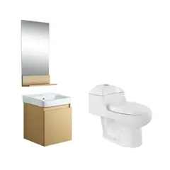 SENSI DACQUA - Combo Mueble Espejo Rio + WC Inodoro One Piece Lara Blanco