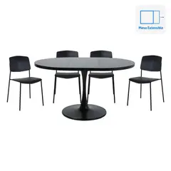 JUST HOME COLLECTION - Juego de Comedor 4 Sillas Negro