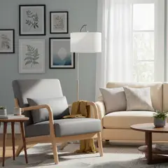 JUST HOME COLLECTION - Sofá 1 Cuerpo Poltrona Bodo + Cojín Decorativo Gris