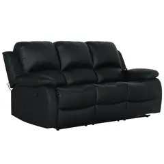 JUST HOME COLLECTION - Sillón Reclinable 3 Cuerpos Masajeador Calentador Atlanta Negro