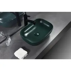 SENSI DACQUA - Lavamanos de Cerámica Ovalado Mate Verde