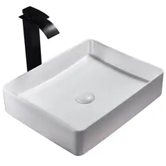 SENSI DACQUA - Lavamanos de Cerámica Rectángular Mate Blanco