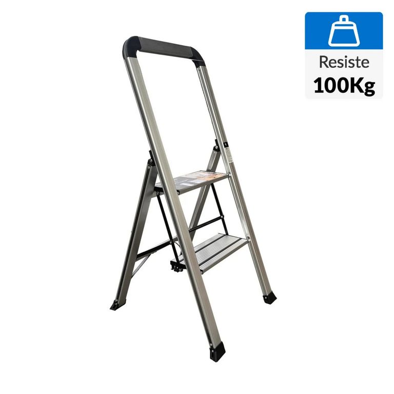 Escalera Tijera de Aluminio 2 Pasos 100Kg