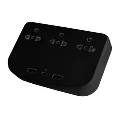 HALUX - Adaptador universal 3T/2Usb/Usb-C Negro