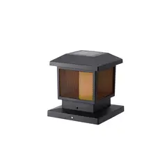 JUST HOME COLLECTION - Poste Farol Solar Led Flama Negro Luz Cálida