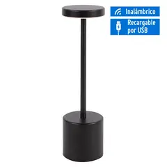JUST HOME COLLECTION - Lámpara de Mesa LED Inalámbrica Recargable por USB Maca Negro