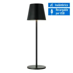 JUST HOME COLLECTION - Lámpara de Mesa LED Inalámbrica Recargable por USB Barón Negro