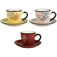 JUST HOME COLLECTION - Set 6 Tazas 90ml + 6 Platillos